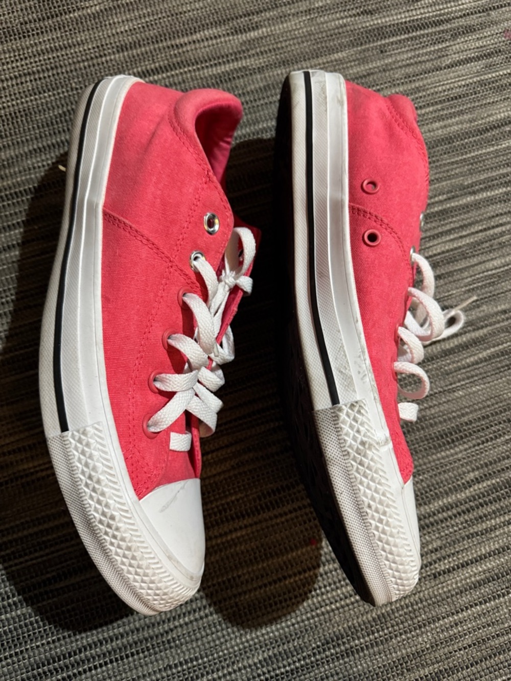 Converse Low Top Sneakers in Bright Pink and White - Picture 2 of 4